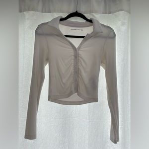 NWT Abercrombie Long Sleeve Ruched Polo Top